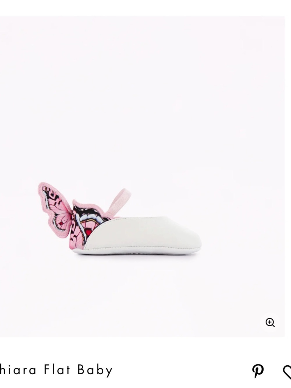 Flat Baby Shoes - White with Pink Butterfly Accent sophia webster mini